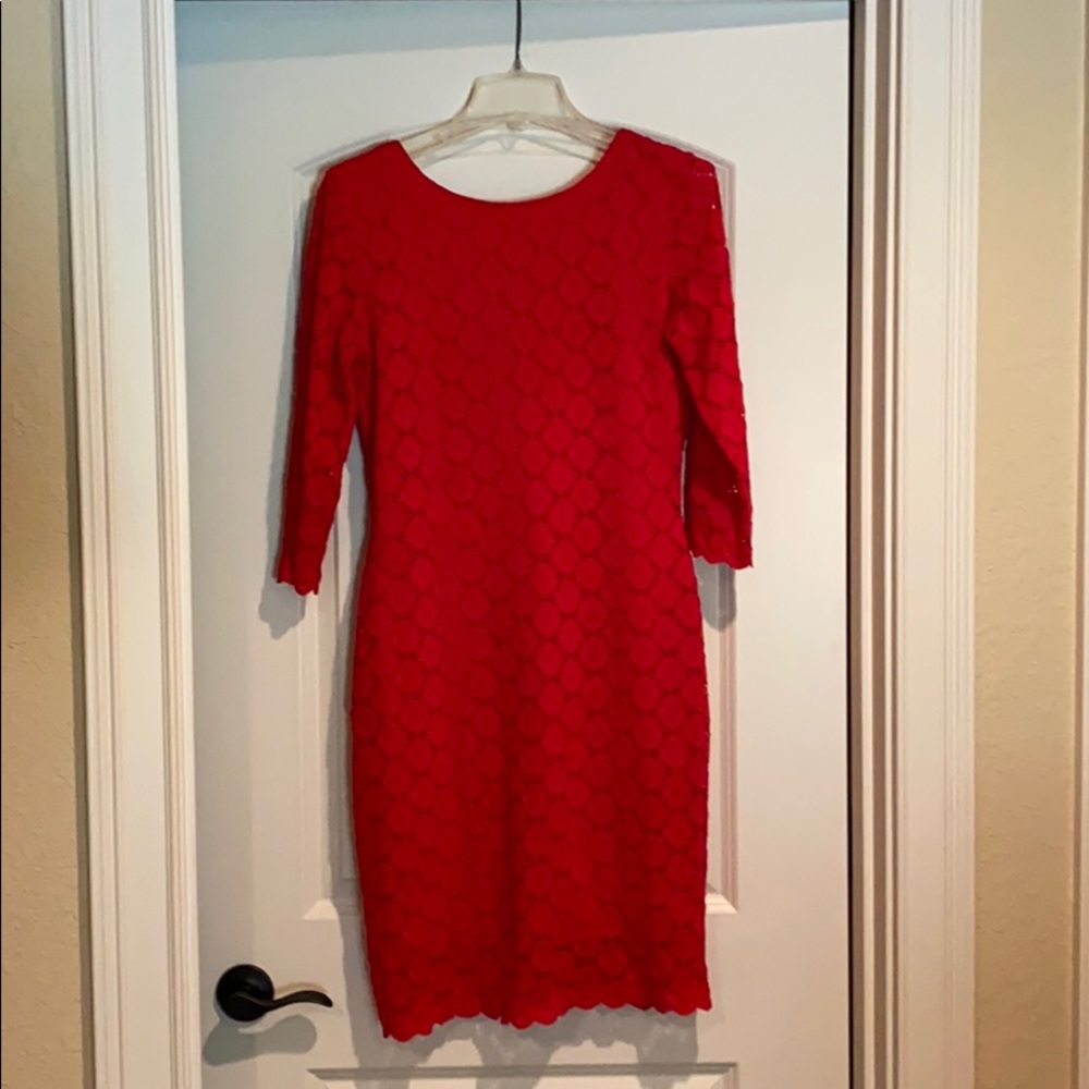 Red dress with gold back zipper. Size M.